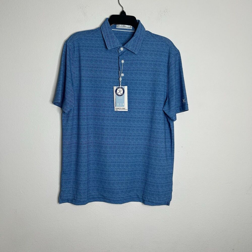 Kenneth Cole Golf Polo Shirt Mens Short Sleeve Blue Size Medium